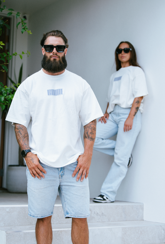 Empire Tee - White / Tuscan Blue
