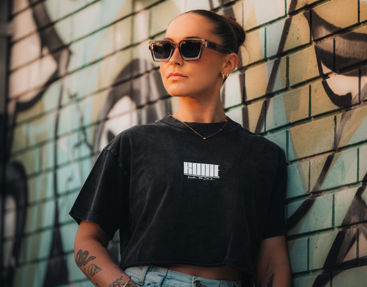 Capri Crop - Charcoal / White